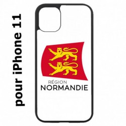 Coque noire pour Iphone 11 Logo Normandie - Écusson Normandie - 2 léopards