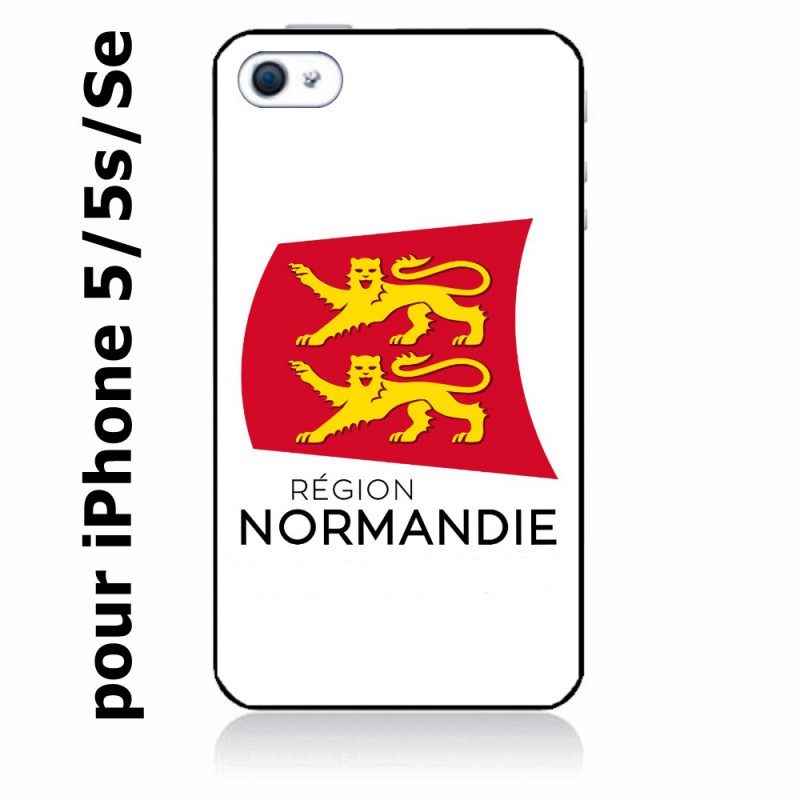 Coque noire pour IPHONE 5/5S et IPHONE SE.2016 Logo Normandie - Écusson Normandie - 2 léopards
