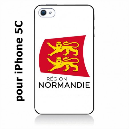Coque noire pour IPHONE 5C Logo Normandie - Écusson Normandie - 2 léopards