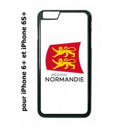 Coque noire pour IPHONE 6 PLUS/6S PLUS Logo Normandie - Écusson Normandie - 2 léopards