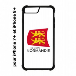 Coque noire pour IPHONE 7 PLUS/8 PLUS Logo Normandie - Écusson Normandie - 2 léopards