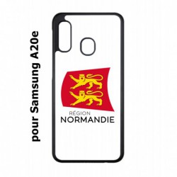 Coque noire pour Samsung Galaxy A20e Logo Normandie - Écusson Normandie - 2 léopards