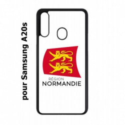 Coque noire pour Samsung Galaxy A20s Logo Normandie - Écusson Normandie - 2 léopards