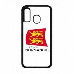 Coque noire pour Samsung Galaxy A3 - A300 Logo Normandie - Écusson Normandie - 2 léopards