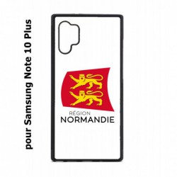 Coque noire pour Samsung Galaxy Note 10 Plus Logo Normandie - Écusson Normandie - 2 léopards