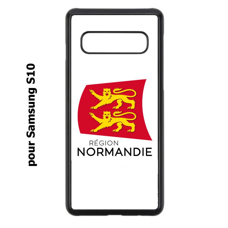 Coque noire pour Samsung S10 Logo Normandie - Écusson Normandie - 2 léopards