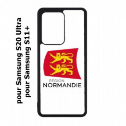 Coque noire pour Samsung Galaxy S20 Ultra / S11+ Logo Normandie - Écusson Normandie - 2 léopards