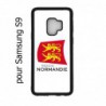Coque noire pour Samsung S9 Logo Normandie - Écusson Normandie - 2 léopards