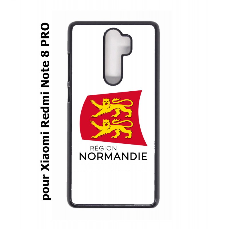 Coque noire pour Xiaomi Redmi Note 8 PRO Logo Normandie - Écusson Normandie - 2 léopards