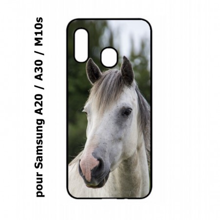 Coque noire pour Samsung Galaxy A20 / A30 / M10S Coque cheval blanc - tête de cheval