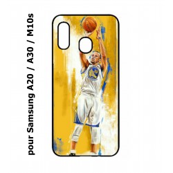 Coque noire pour Samsung Galaxy A20 / A30 / M10S Stephen Curry Golden State Warriors Shoot Basket