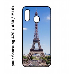 Coque noire pour Samsung Galaxy A20 / A30 / M10S Tour Eiffel Paris France