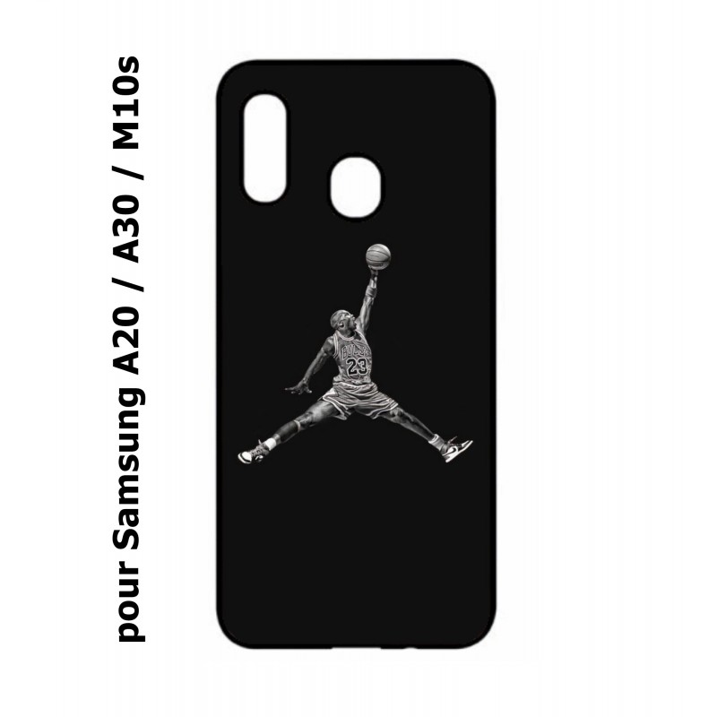 اشقر غامق رمادي Coque noire personnalisée pour Smartphone Samsung Galaxy A20 / A30 / M10S Michael Jordan 23 shoot Chicago Bulls Basket
