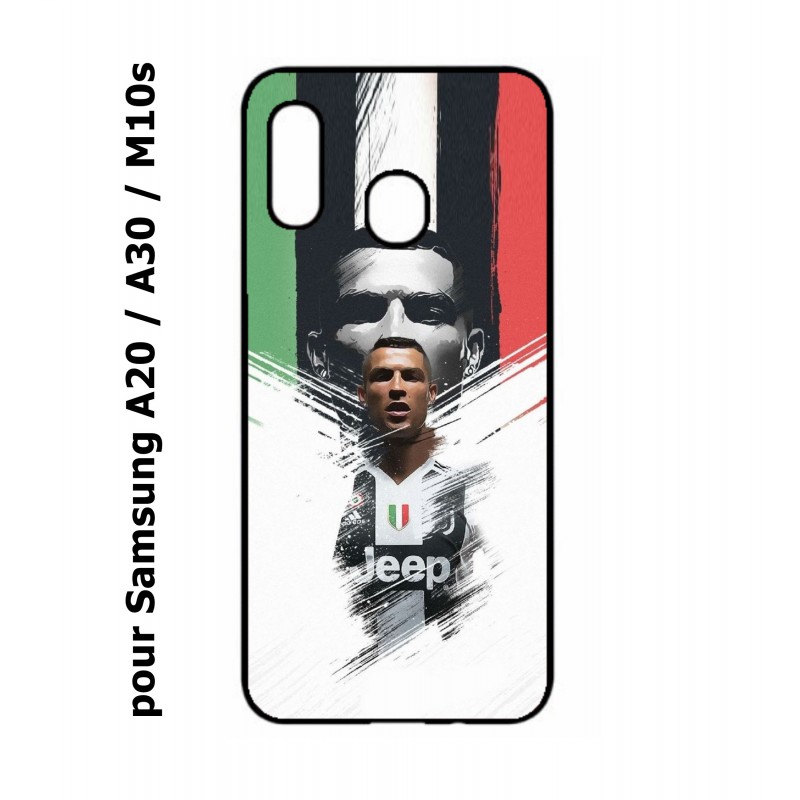 Coque noire pour Samsung Galaxy A20 / A30 / M10S Cristiano CR 7 Ronaldo Foot Turin