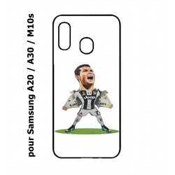 Coque noire pour Samsung Galaxy A20 / A30 / M10S Cristiano Ronaldo club foot Turin Football - Ronaldo super héros