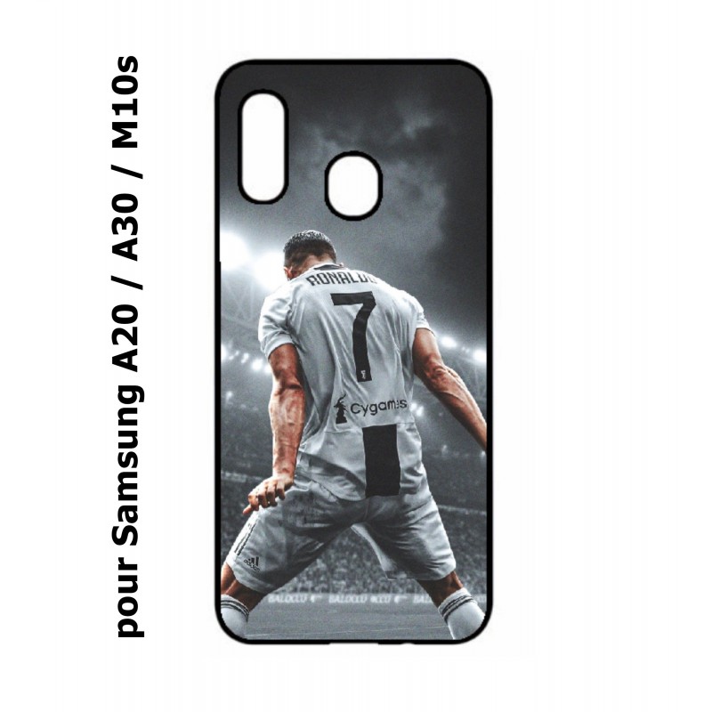 Coque noire pour Samsung Galaxy A20 / A30 / M10S Cristiano Ronaldo club foot Turin Football stade