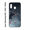 Coque noire pour Samsung Galaxy A20 / A30 / M10S Cristiano Ronaldo club foot Turin Football course ballon