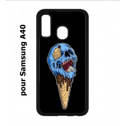 Coque noire pour Samsung Galaxy A40 Ice Skull - Crâne Glace - Cône Crâne - skull art