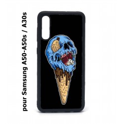 Coque noire pour Samsung Galaxy A50 A50S et A30S Ice Skull - Crâne Glace - Cône Crâne - skull art