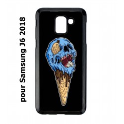 Coque noire pour Samsung Galaxy J6 2018 Ice Skull - Crâne Glace - Cône Crâne - skull art