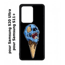 Coque noire pour Samsung Galaxy S20 Ultra / S11+ Ice Skull - Crâne Glace - Cône Crâne - skull art