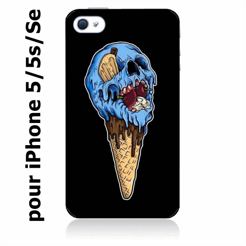 Coque noire pour IPHONE 5/5S et IPHONE SE.2016 Ice Skull - Crâne Glace - Cône Crâne - skull art