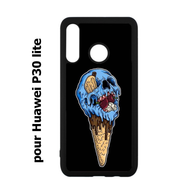 Coque noire pour Huawei P30 Lite Ice Skull - Crâne Glace - Cône Crâne - skull art