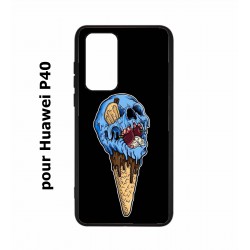 Coque noire pour Huawei P40 Ice Skull - Crâne Glace - Cône Crâne - skull art