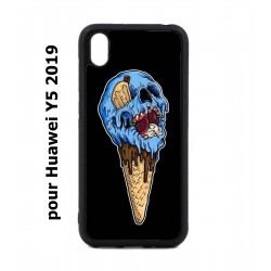 Coque noire pour Huawei Y5 2019 Ice Skull - Crâne Glace - Cône Crâne - skull art