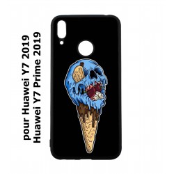 Coque noire pour Huawei Y7 2019 / Y7 Prime 2019 Ice Skull - Crâne Glace - Cône Crâne - skull art
