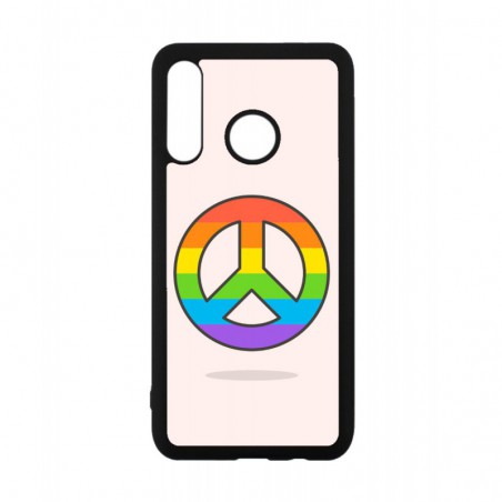 Coque noire pour Huawei Mate 10 Pro Peace and Love LGBT - couleur arc en ciel