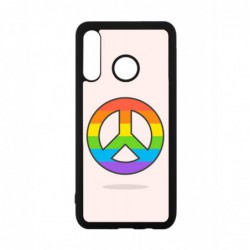 Coque noire pour Huawei P7 Peace and Love LGBT - couleur arc en ciel