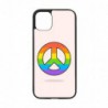 Coque noire pour Iphone 11 Peace and Love LGBT - couleur arc en ciel