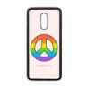 Coque noire pour OnePlus 7 Peace and Love LGBT - couleur arc en ciel