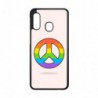 Coque noire pour Samsung S5 Peace and Love LGBT - couleur arc en ciel