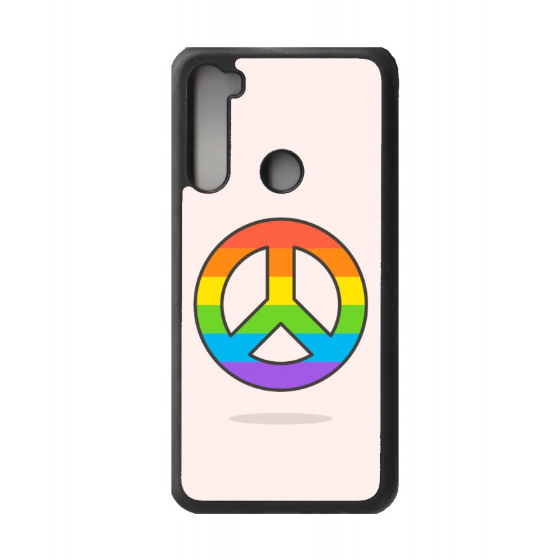 Coque noire pour Xiaomi Redmi Note 7 Peace and Love LGBT - couleur arc en ciel