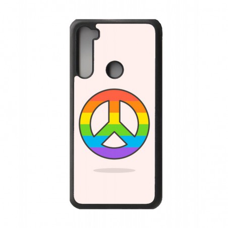 Coque noire pour Xiaomi Redmi Note 8 PRO Peace and Love LGBT - couleur arc en ciel