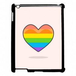 Coque noire pour IPAD 2 3 et 4 Rainbow hearth LGBT - couleur arc en ciel Coeur LGBT