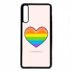 Coque noire pour Honor 10 Lite Rainbow hearth LGBT - couleur arc en ciel Coeur LGBT