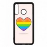 Coque noire pour Huawei P7 mini Rainbow hearth LGBT - couleur arc en ciel Coeur LGBT