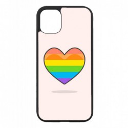 Coque noire pour Iphone 11 PRO MAX Rainbow hearth LGBT - couleur arc en ciel Coeur LGBT