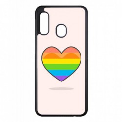 Coque noire pour Samsung Galaxy A10 Rainbow hearth LGBT - couleur arc en ciel Coeur LGBT