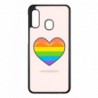 Coque noire pour Samsung Galaxy A20s Rainbow hearth LGBT - couleur arc en ciel Coeur LGBT