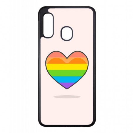 Coque noire pour Samsung A520/A5 2017 Rainbow hearth LGBT - couleur arc en ciel Coeur LGBT