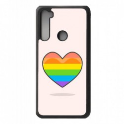 Coque noire pour Xiaomi Redmi Note 7 Rainbow hearth LGBT - couleur arc en ciel Coeur LGBT
