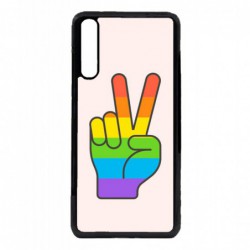 Coque noire pour Honor 10 Lite Rainbow Peace LGBT - couleur arc en ciel Main Victoire Paix LGBT