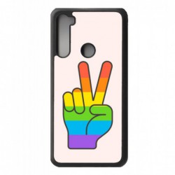 Coque noire pour Xiaomi Redmi Note 7 Rainbow Peace LGBT - couleur arc en ciel Main Victoire Paix LGBT