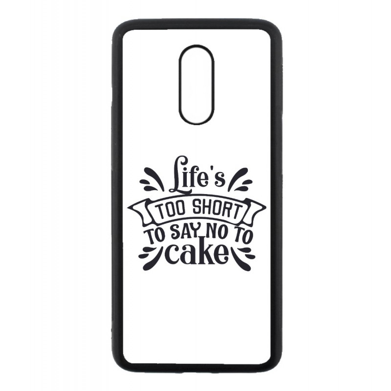 Coque noire pour OnePlus 7 Life's too short to say no to cake - coque Humour gâteau