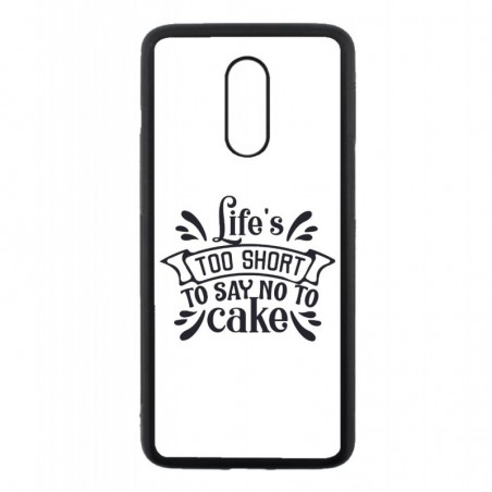 Coque noire pour OnePlus 7 Life's too short to say no to cake - coque Humour gâteau