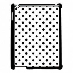 Coque noire pour IPAD 2 3 et 4 motif géométrique pattern noir et blanc - ronds noirs